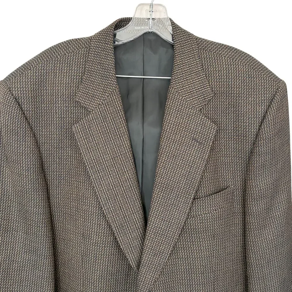 Lebole Gray, Brown, Blue Tweed Wool Blazer Jacket Sport Coat Italy Mens Size 46R